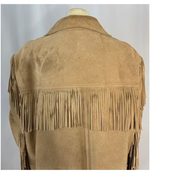 Vintage Mid Western sport tog brown leather fringed shirt made in USA size XL - Picture 8 of 17